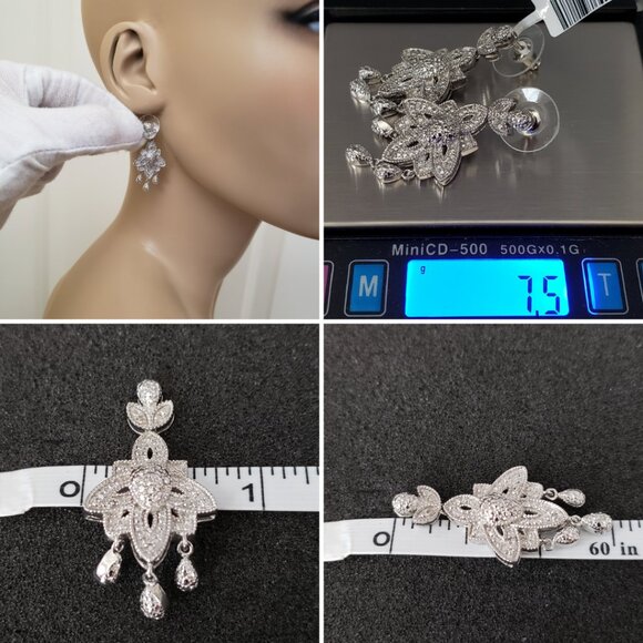 Karis Diamond Accent Chandelier Dangle Earrings Platinum Bond Brass 3 Pairs - Picture 11 of 16